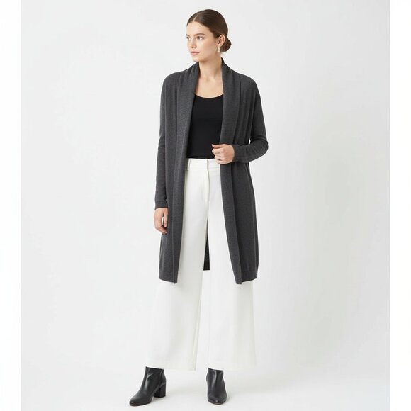 Kensie Gray Long Sleeve Knit Duster Open front Cardigan Sweater M - Picture 7 of 7